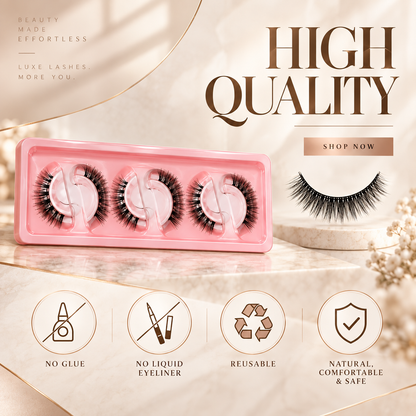🌺Glue-Free Self-Adhesive Lashes – 3-Second Natural & Reusable