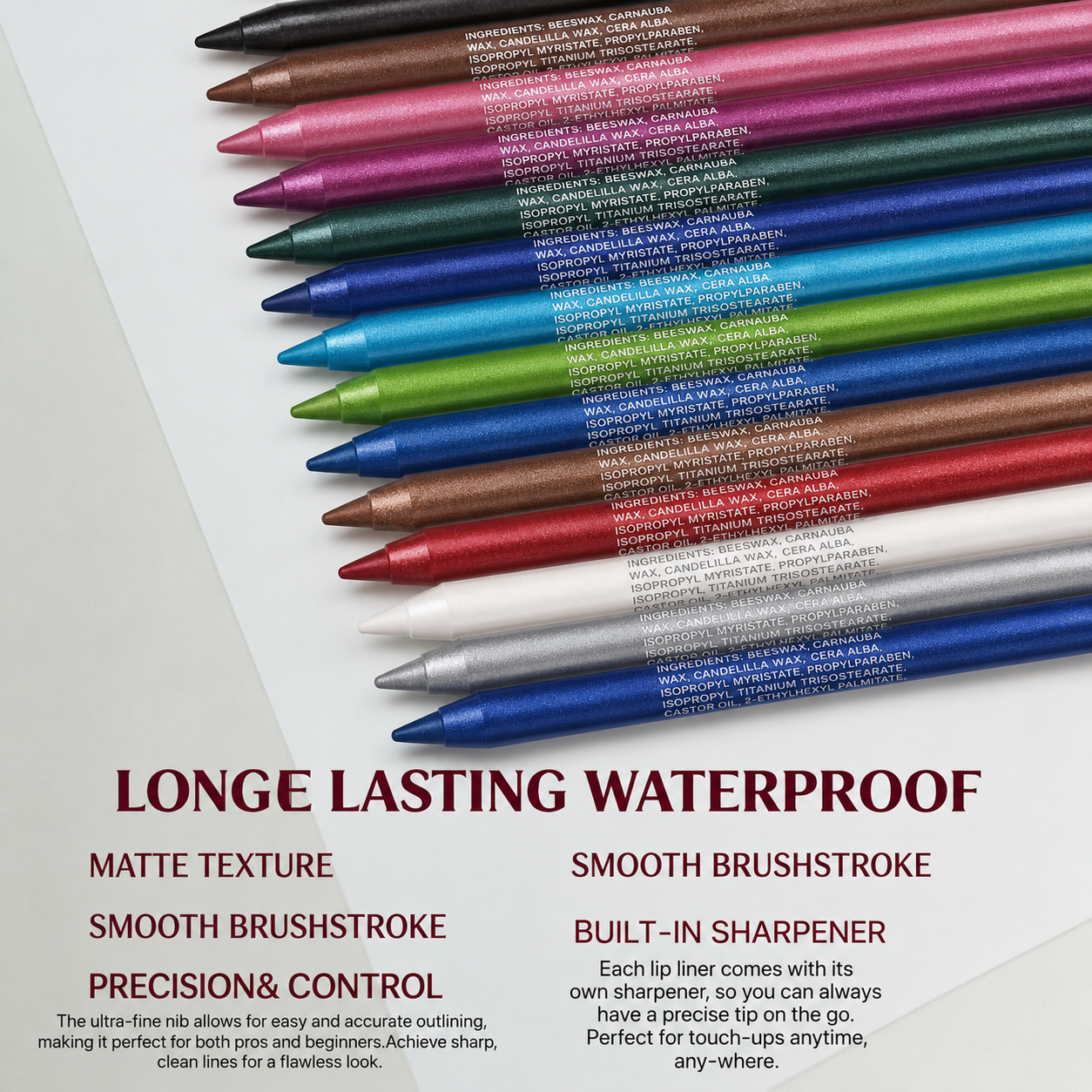 🌈14-Pack Eyeliner Pencil Waterproof Colored Paste Liners with Metallic & Shimmer Finishes Smudge-Proof