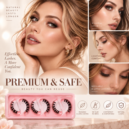 🌺Glue-Free Self-Adhesive Lashes – 3-Second Natural & Reusable