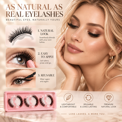 🌺Glue-Free Self-Adhesive Lashes – 3-Second Natural & Reusable