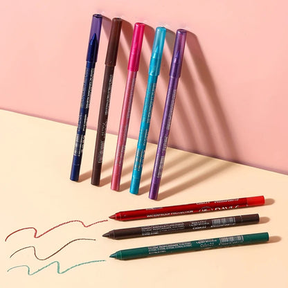 🌈14-Pack Eyeliner Pencil Waterproof Colored Paste Liners with Metallic & Shimmer Finishes Smudge-Proof